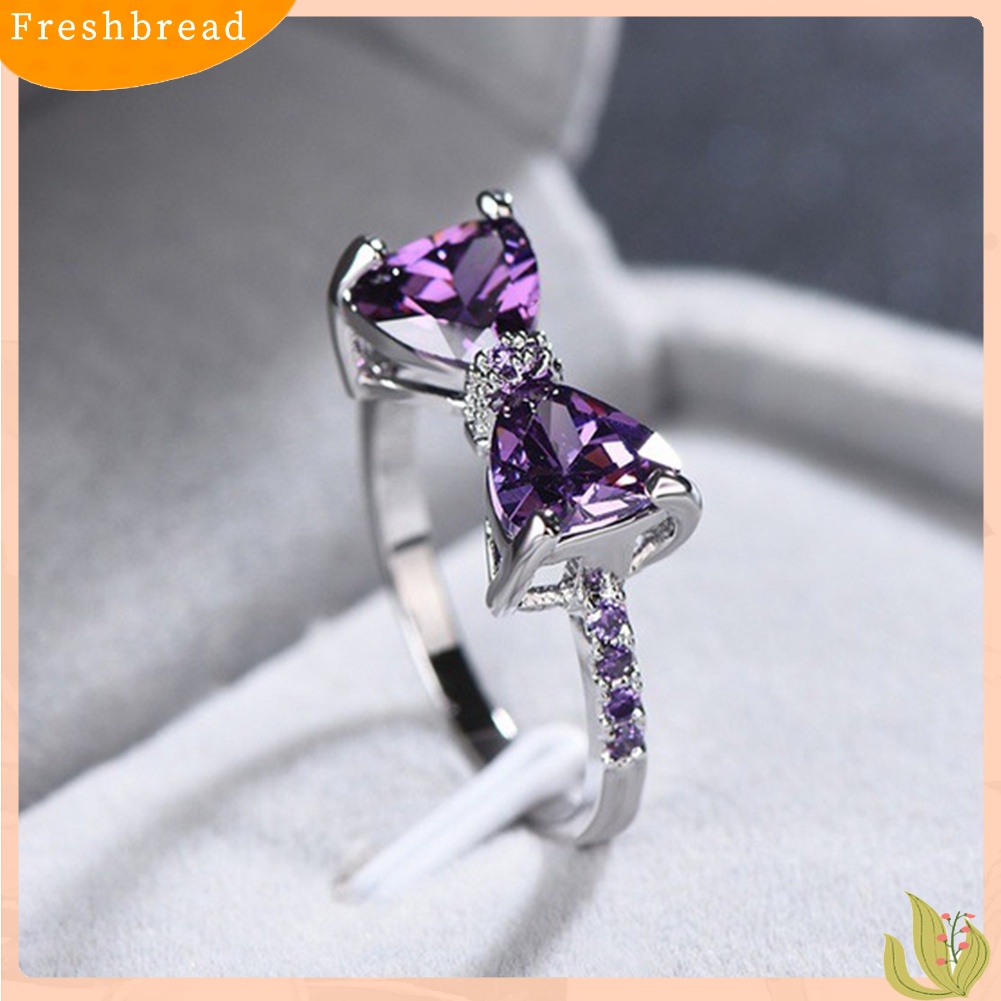 &lt; Freshbread &gt; Pernikahan Pertunangan Pesta Ikatan Simpul Amethyst Imitasi Bertatahkan Jari Cincin Perhiasan Pengantin