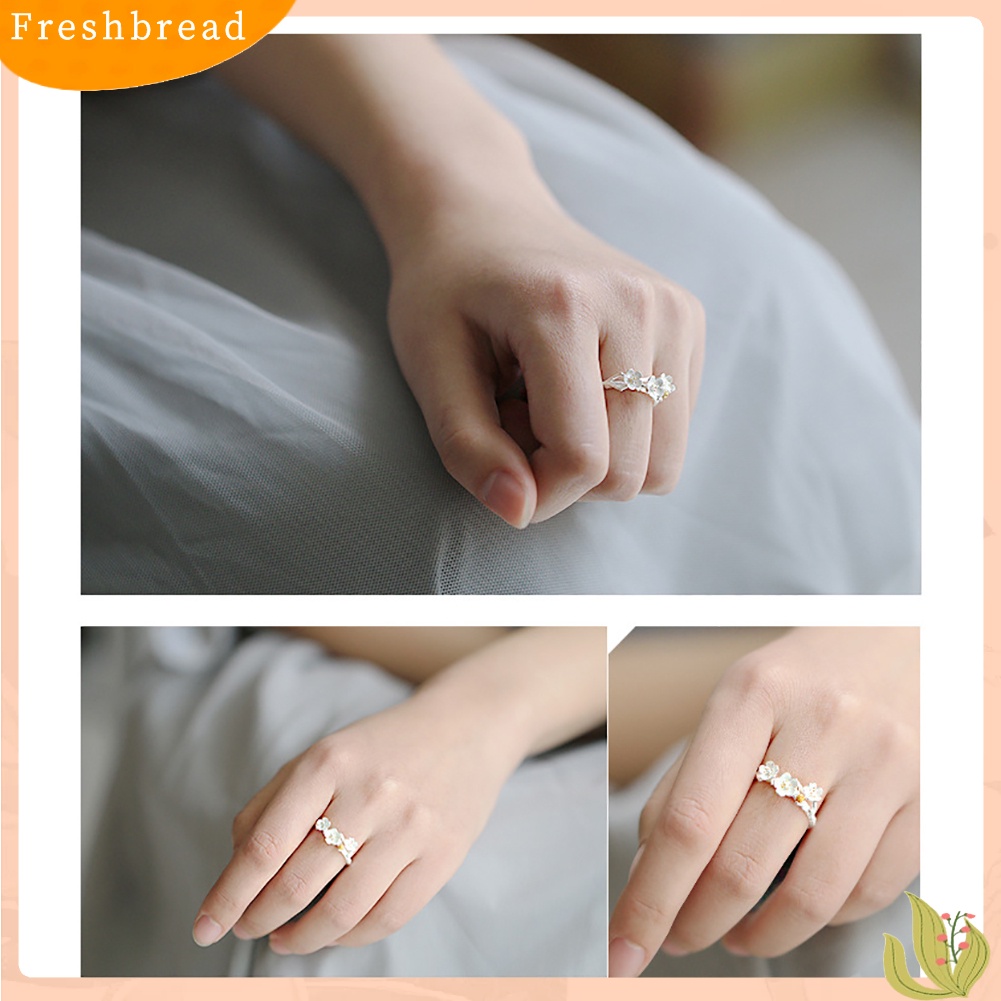 &lt; Freshbread &gt; Mode Plum Blossom Cincin Jari Terbuka Buatan Tangan Bunga Dapat Disesuaikan Perhiasan Wanita