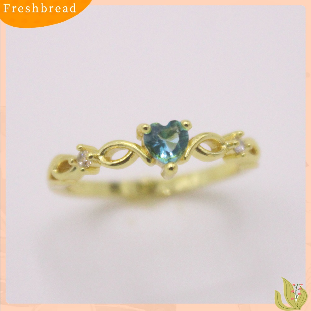 &lt; Freshbread &gt; Wanita Fashion Hati Cubic Zirconia Tergabung Hollow Band Cincin Hadiah Perhiasan Pernikahan