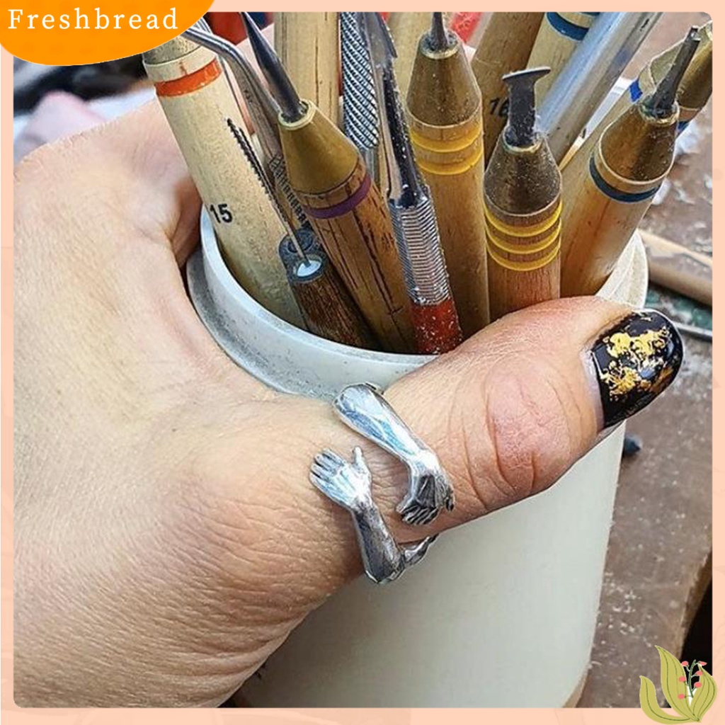 &lt; Freshbread &gt; Cincin Hugging Adjustable Open End 2warna Adjustable Finger Jewellery Untuk Pasangan