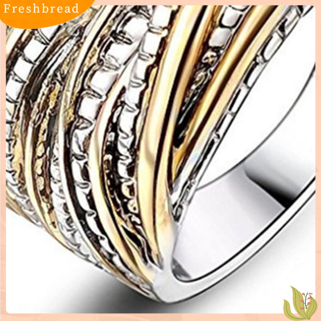 &lt; Freshbread &gt; Wanita Cincin Warna Emas Kerajinan Halus Putaran Multi Layer Mewah Pernikahan Cincin Perhiasan Aksesoris