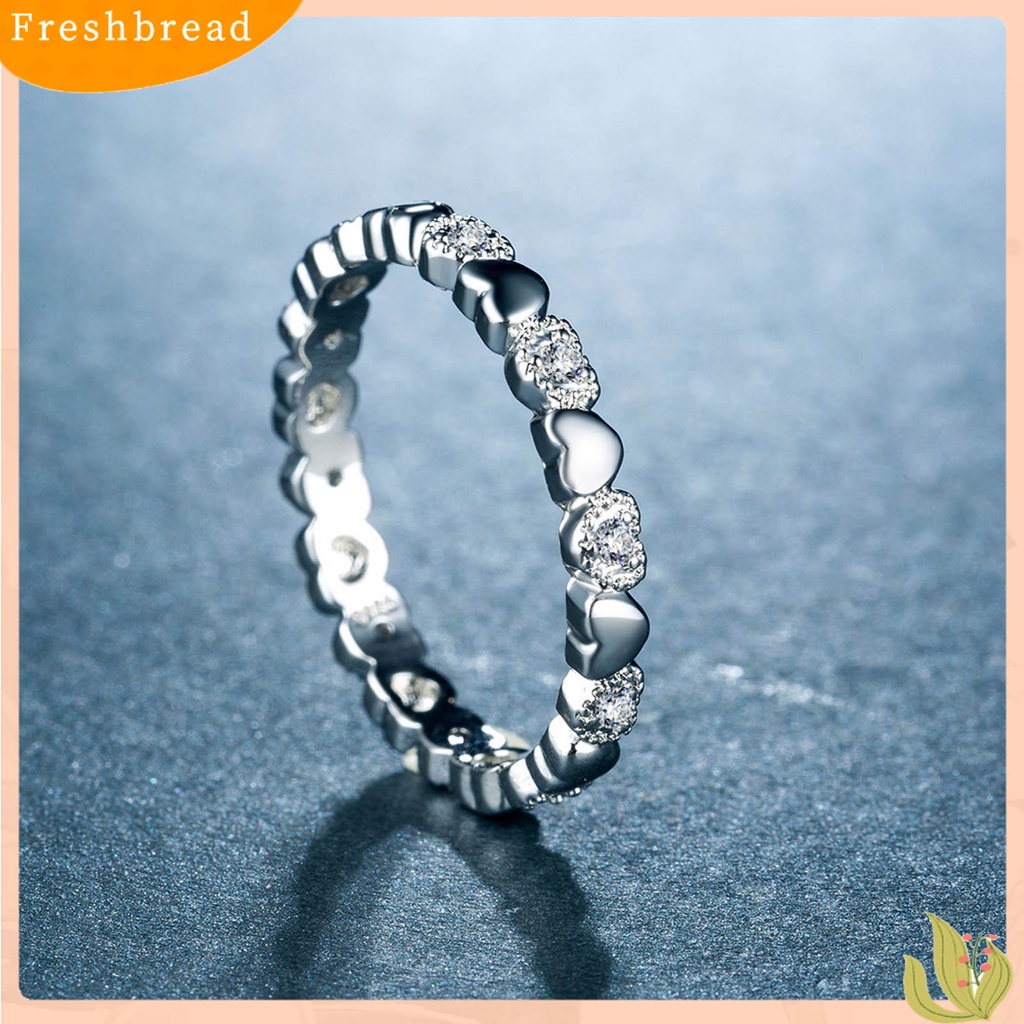 &lt; Freshbread &gt; Cincin Wanita Bentuk Hati Cubic Zirconia Perhiasan Manis Fashion Penampilan Cincin Jari Untuk Pernikahan