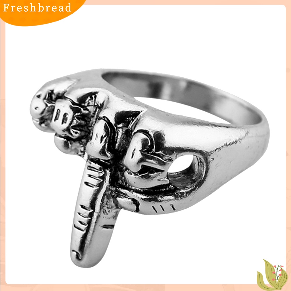 &lt; Freshbread &gt; Lucu Gothic Punk Biker Pengendara Motor Pria Jari Tengah Up Logam Cincin Perhiasan