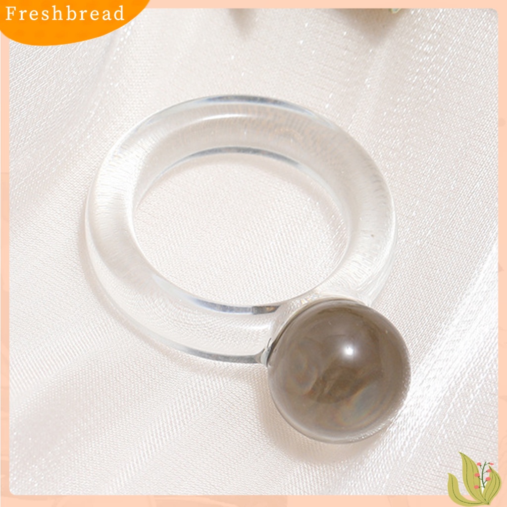 &lt; Freshbread &gt; Cincin Wanita Transparan Palsu Bola Kristal Perhiasan All Match Round Ring Untuk Pacaran