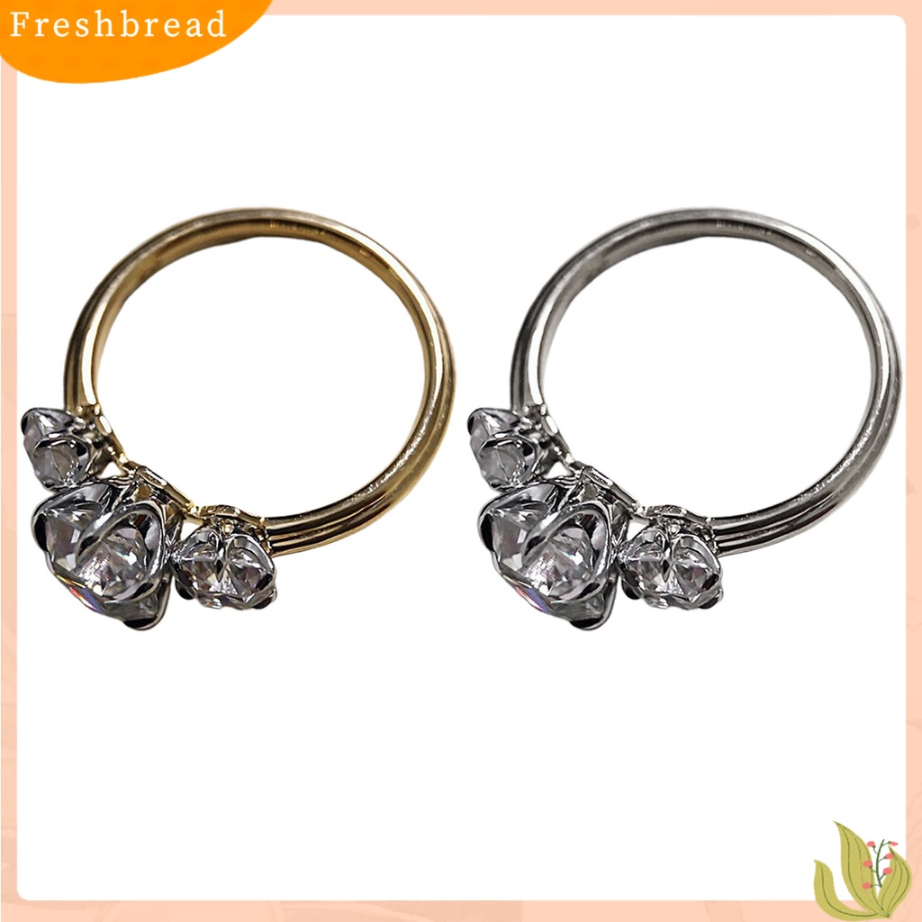 &lt; Freshbread &gt; Wanita Cincin Bentuk Persegi Dua Warna Perhiasan Geometris Cubic Zirconia Finger Ring Hadiah Ulang Tahun