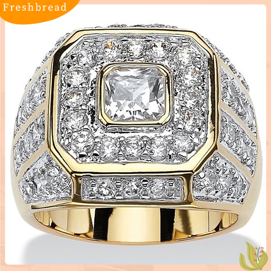 &lt; Freshbread &gt; Pria Cincin Cubic Zirconia Hip Hop Perhiasan Sparkling Fashion Penampilan Pernikahan Band Ring Untuk Pernikahan