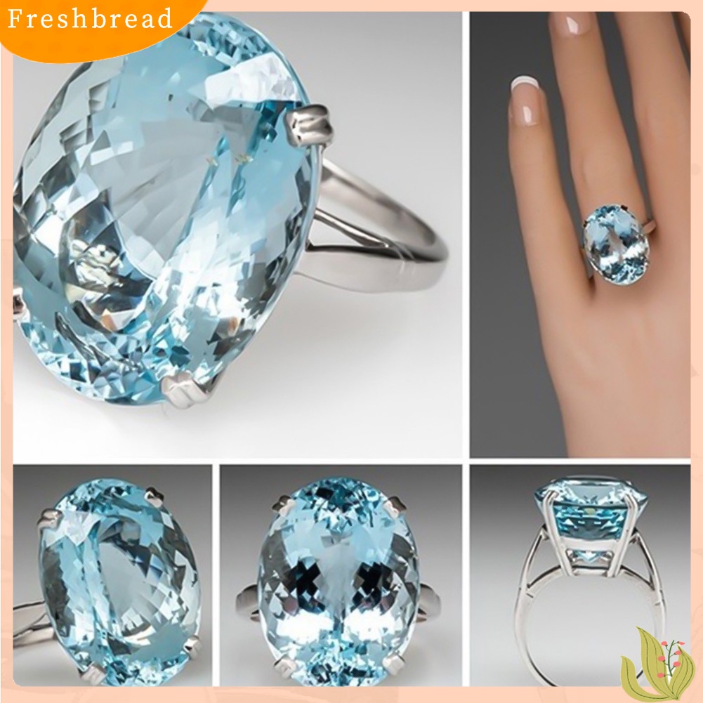 &lt; Freshbread &gt; Glitter Oval Cut Berlian Imitasi Bertatahkan Cincin Pengantin Pernikahan Pertunangan Perhiasan Hadiah