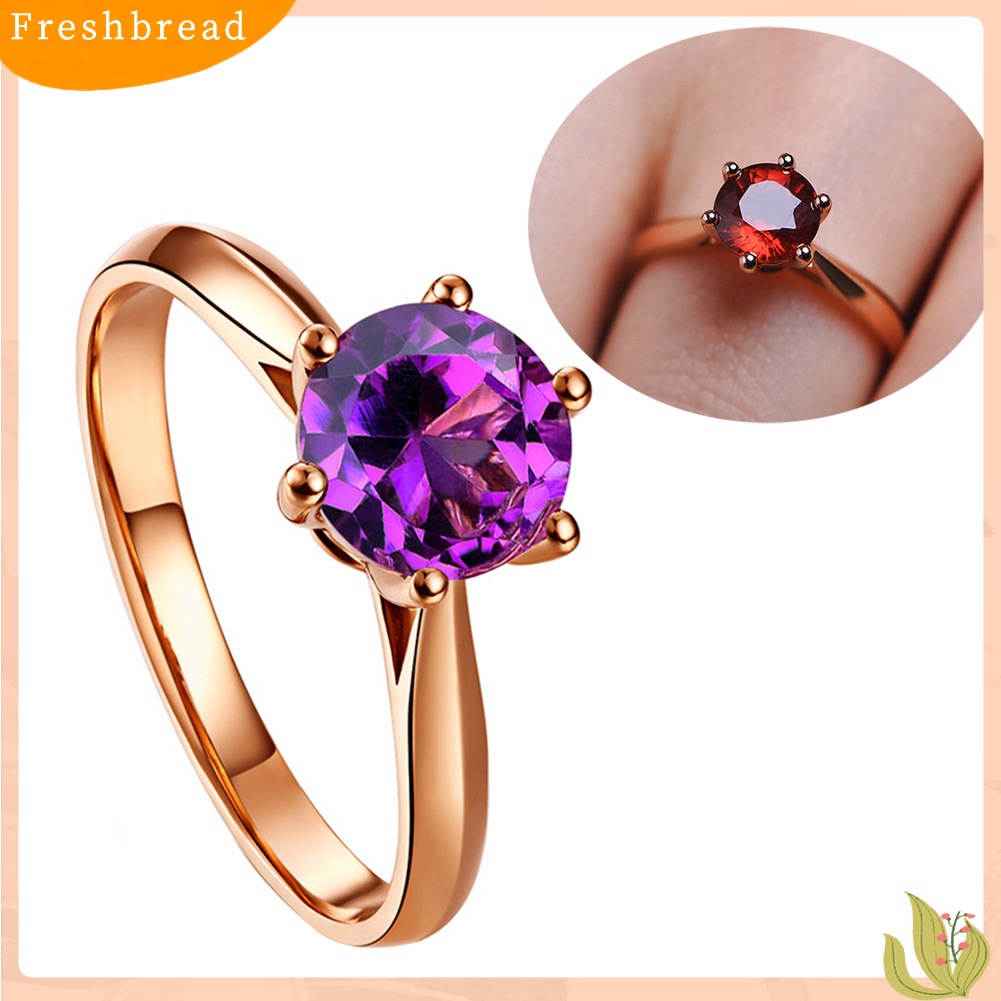 &lt; Freshbread &gt; Wanita Faux Amethyst Ruby Bertatahkan Jari Cincin Pernikahan Pertunangan Perhiasan Hadiah