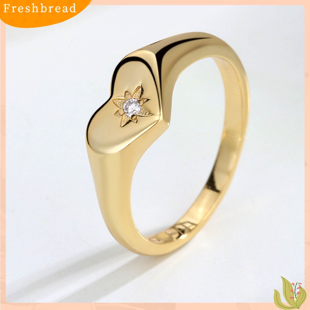 &lt; Freshbread &gt; Wanita Cincin Berlian Imitasi Hias Tidak Luntur Alloy Halus Cinta Jari Cincin Untuk Ulang Tahun