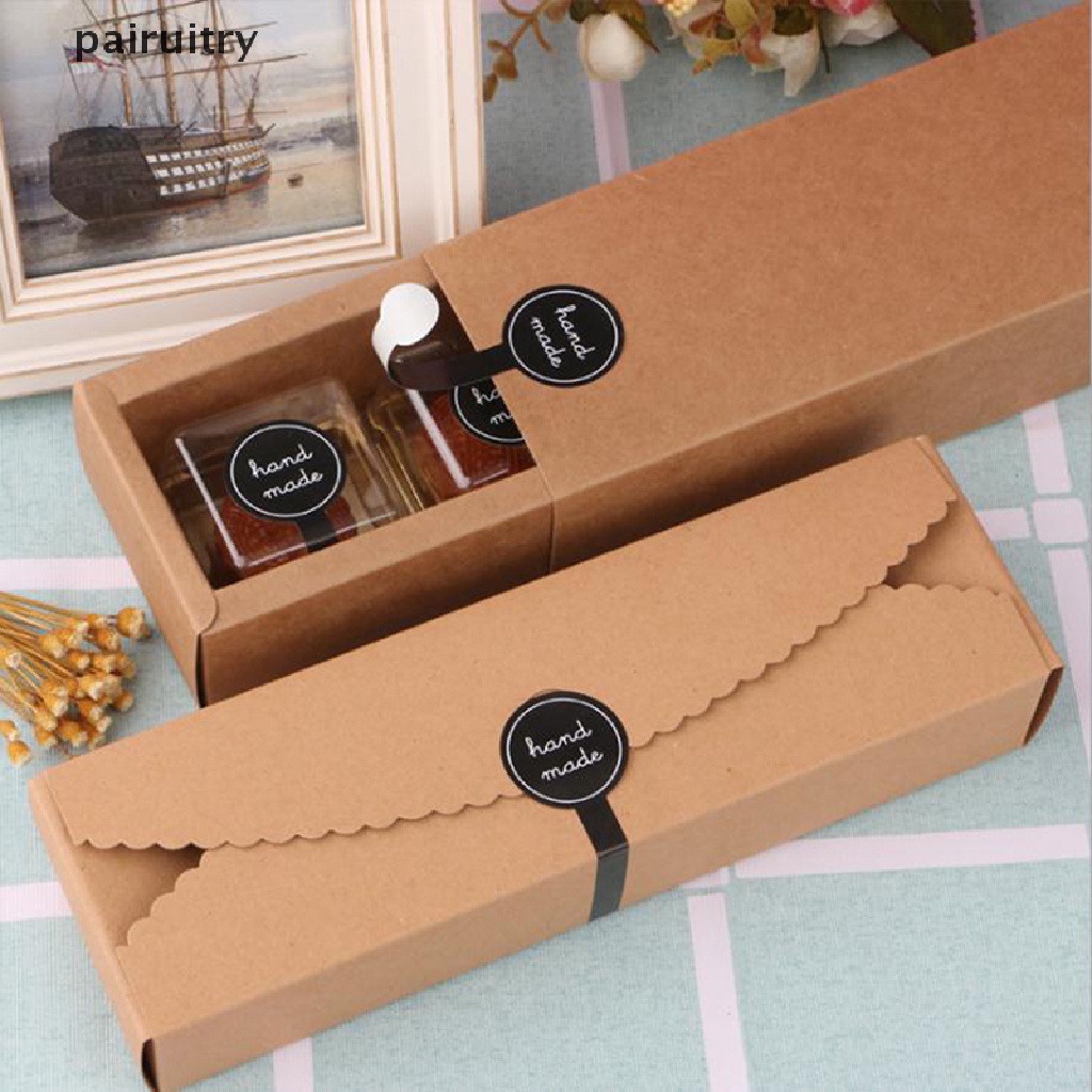 Prt 100PCS Perekat Model Panjang Handmade Kemasan Kue Sealing Label Kraft Stiker PRT