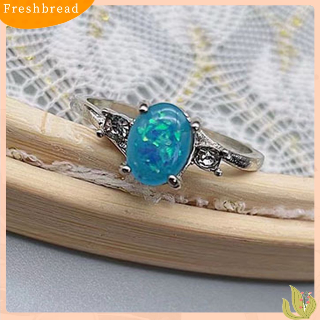 &lt; Freshbread &gt; Wanita Cincin Indah Oval Opal Berlian Imitasi Knuckle Ring Jari Dekorasi