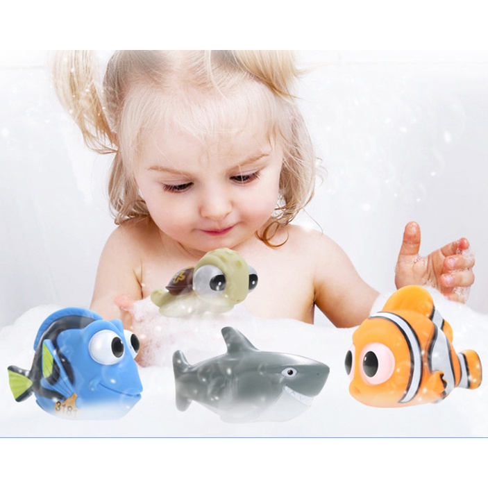 Mainan Mandi Bayi Pencet Mainan Karet Lembut Kamar Mandi Bermain Hewan Anak Mandi Clownfish Toy