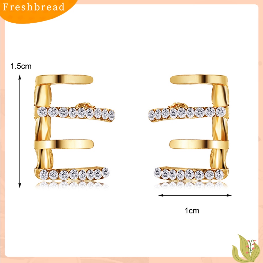 &lt; Freshbread &gt; 1pasang Anting Tusuk 4cakar Berlian Imitasi Perhiasan Berkilau Gaya Korea Ear Studs Untuk Pesta Perjamuan Pernikahan