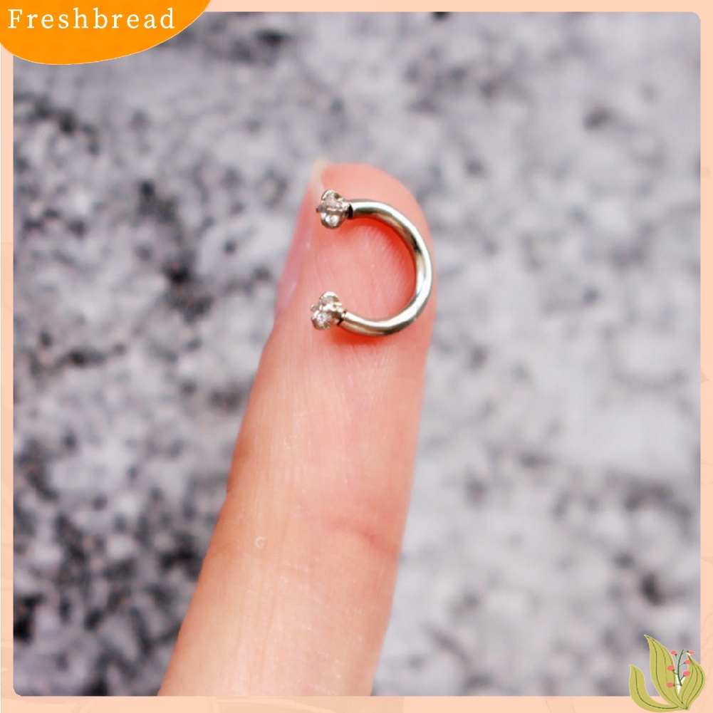 &lt; Freshbread &gt; 1Pc Unisex U Bentuk Berlian Imitasi Sekrup Baja Titanium Telinga Stud Perhiasan Tulang Rawan