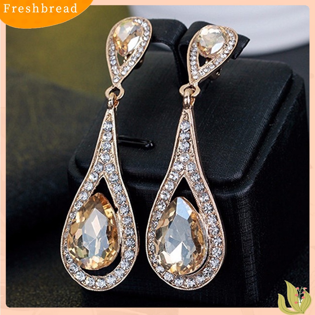 &lt; Freshbread &gt; Fashion Wanita Tetesan Air Imitasi Batu Permata Berlian Imitasi Liontin Stud Earrings Jewelry