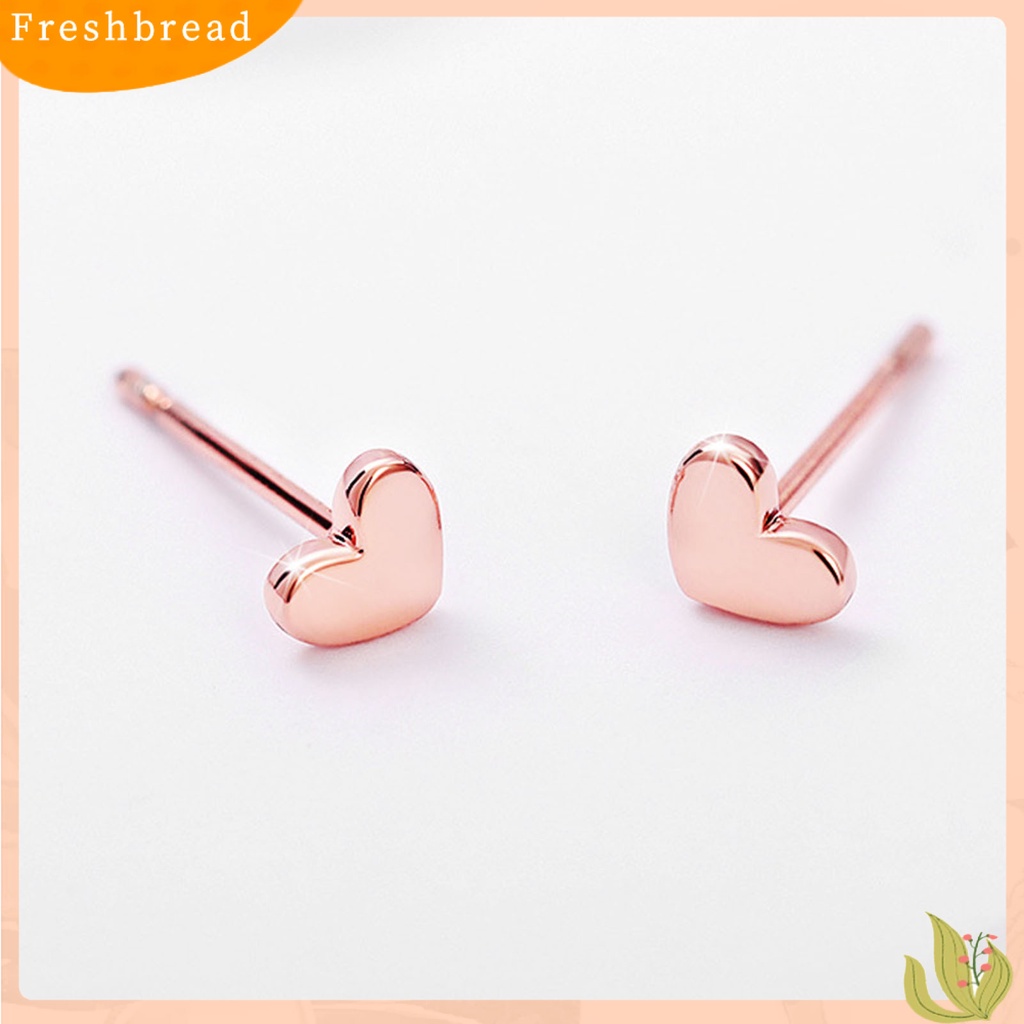 &lt; Freshbread &gt; 1pasang Anting Stud Bentuk Hati Permukaan Halus Perhiasan Elegan Glossy Earrings Jewelry Gifts