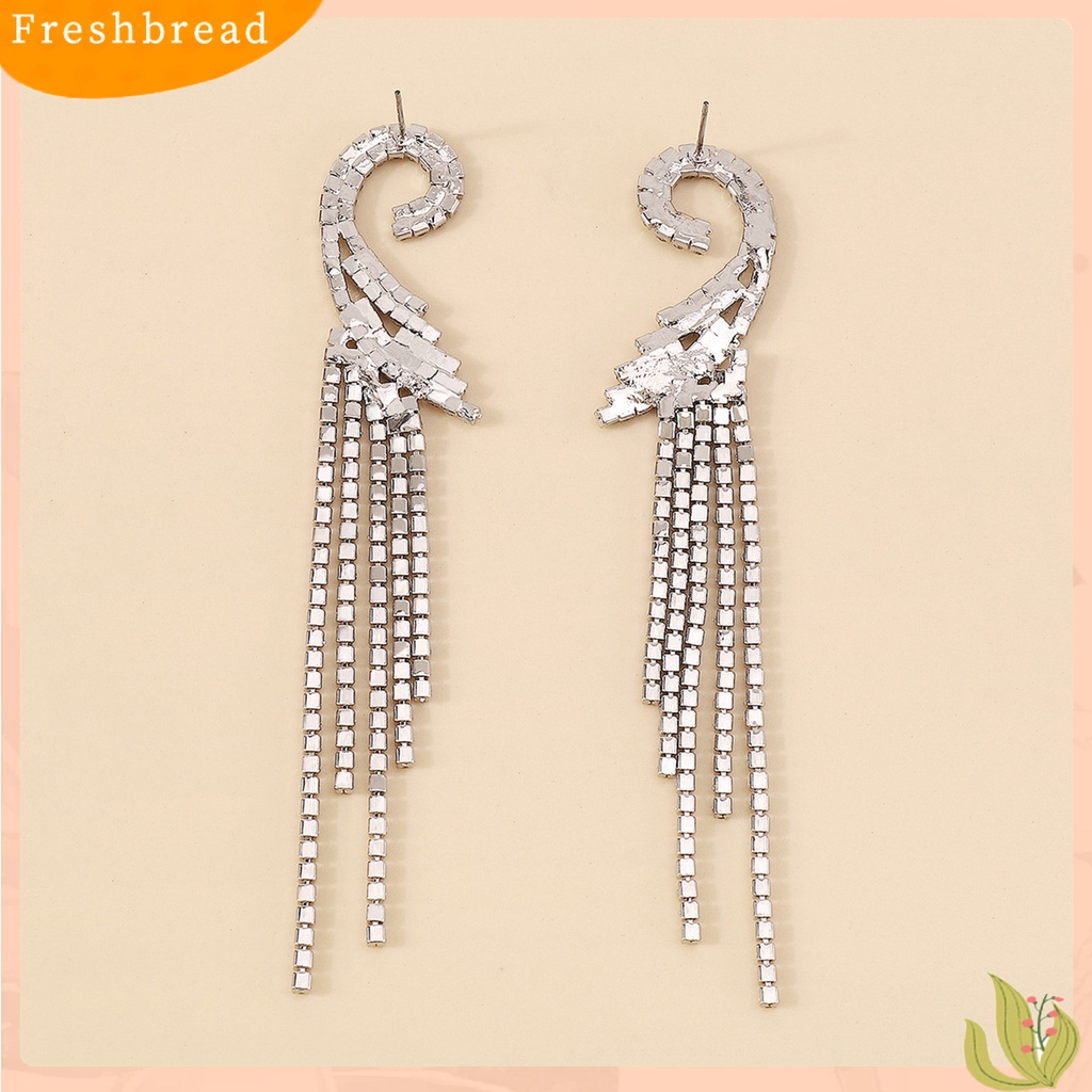 &lt; Freshbread &gt; 1pasang Anting Menjuntai Gaya Bohemian Rumbai Panjang Geometris Temperamen Mewah Dekorasi Hadiah Wanita Fashion Berlian Imitasi Mengkilap Hias Drop Earrings Untuk Perjamuan