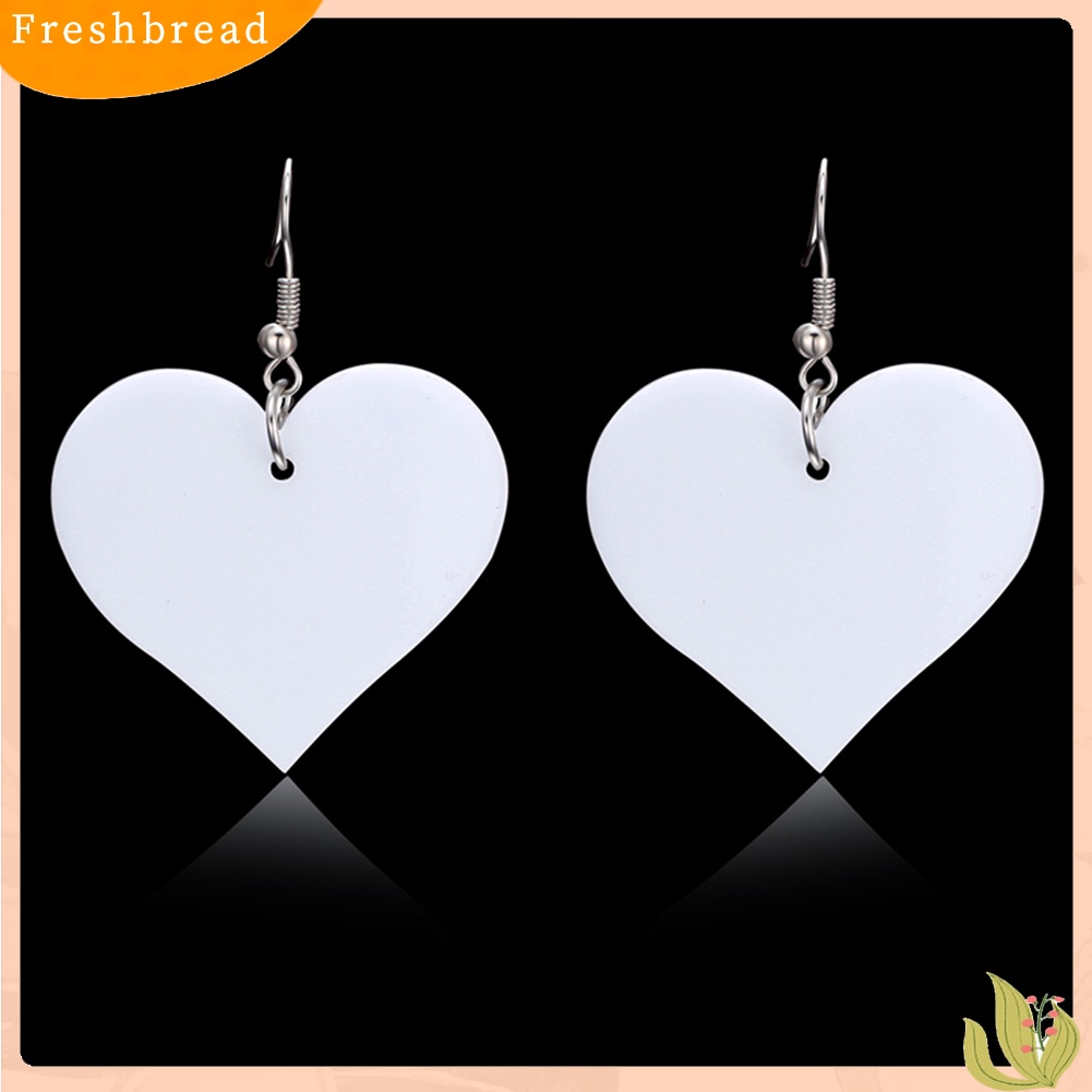 &lt; Freshbread &gt; Fashion Wanita Bentuk Hati Liontin Menjuntai Acrylic Drop Hook Earrings Jewelry