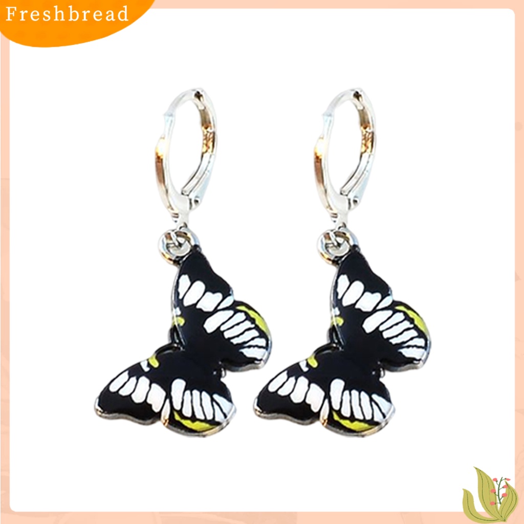 &lt; Freshbread &gt; 1pasang Wanita Menjuntai Anting Bentuk Hewan Indah High-end Kupu-Kupu Liontin Lady Hoop Earrings Perhiasan Perempuan