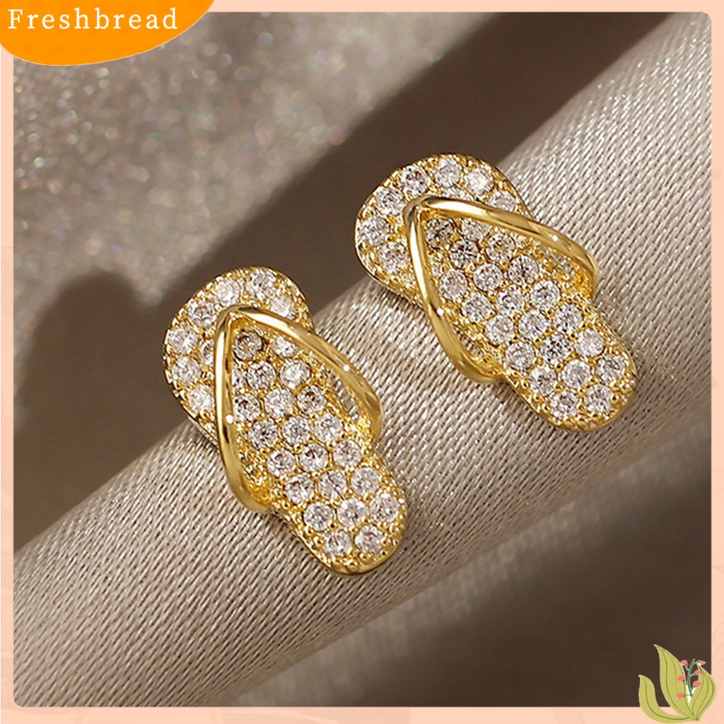 &lt; Freshbread &gt; Anting Kreatif Gaya Alloy Lucu Berbentuk Slipper Women Ear Studs Untuk Wanita