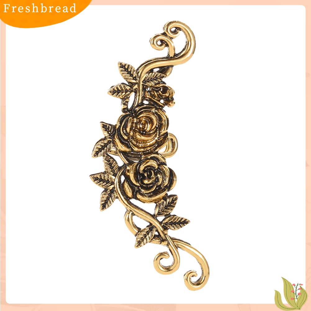 &lt; Freshbread &gt; 1Pc Wanita Ukir Bunga Mawar Telinga Manset Clip On Earring Tanpa Tindik Helix Jewelry