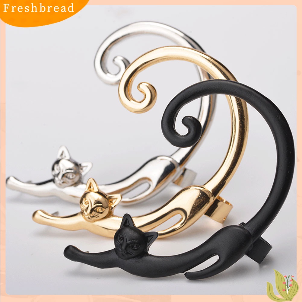 &lt; Freshbread &gt; 1Pc Fashion Wanita Kartun Kucing Anting Tindik Telinga Manset Bungkus Perhiasan Pesta