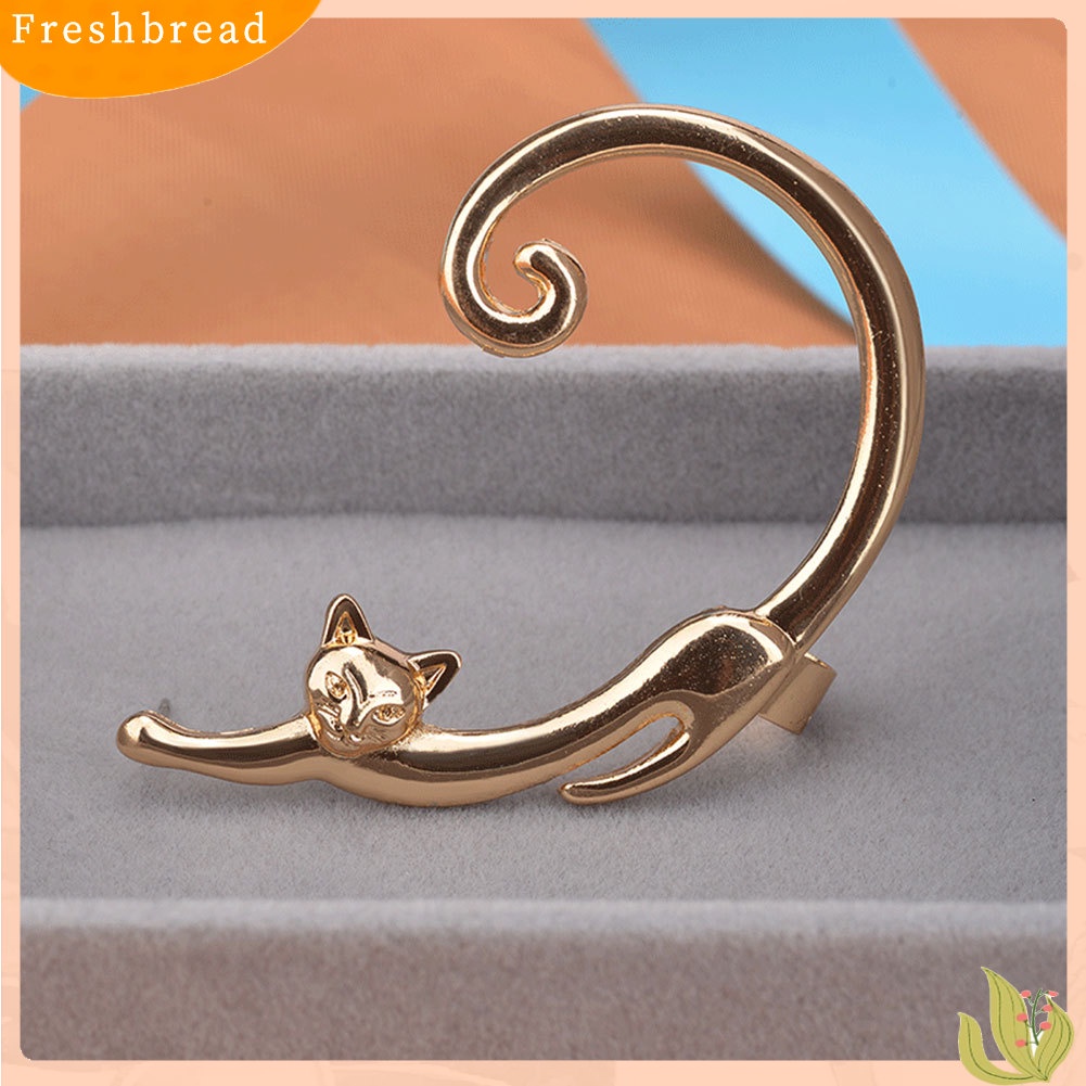 &lt; Freshbread &gt; 1Pc Fashion Wanita Kartun Kucing Anting Tindik Telinga Manset Bungkus Perhiasan Pesta