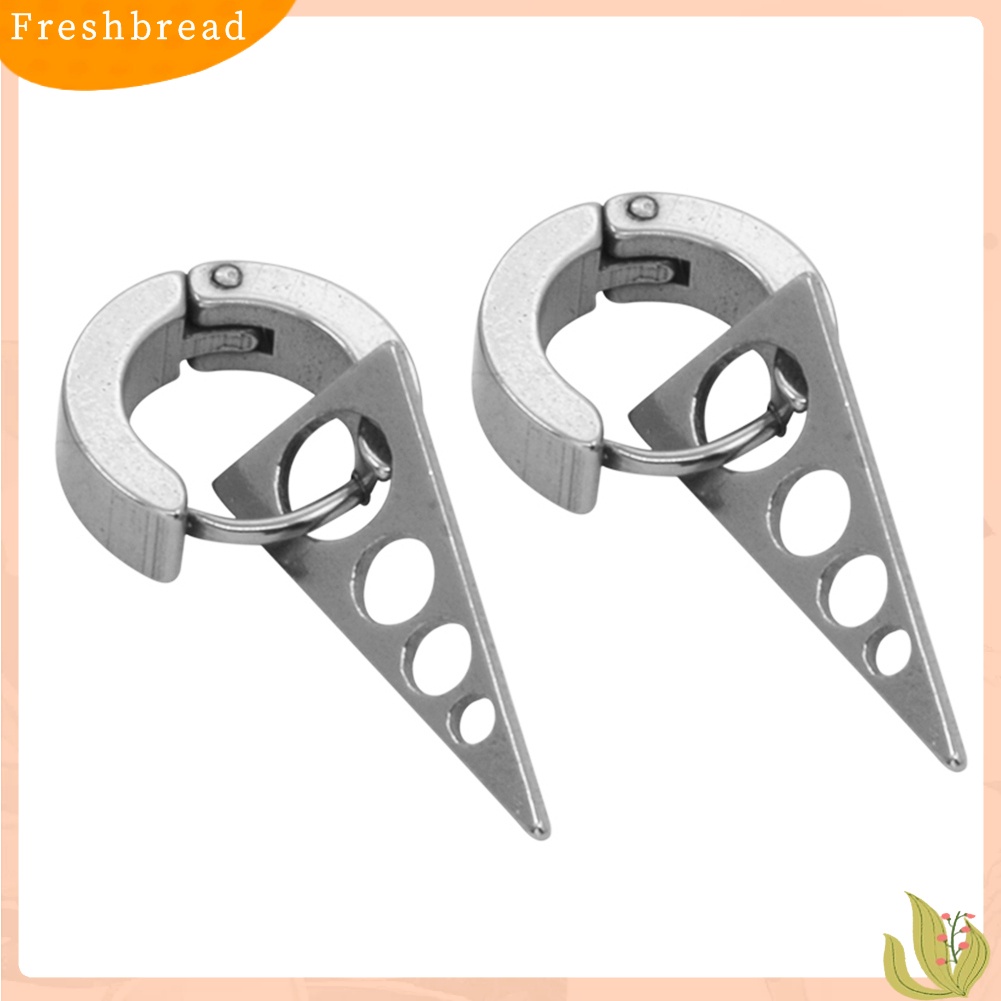 &lt; Freshbread &gt; Fashion Wanita Pria Keren Punk Stainless Steel Spike Ear Studs Huggie Earrings