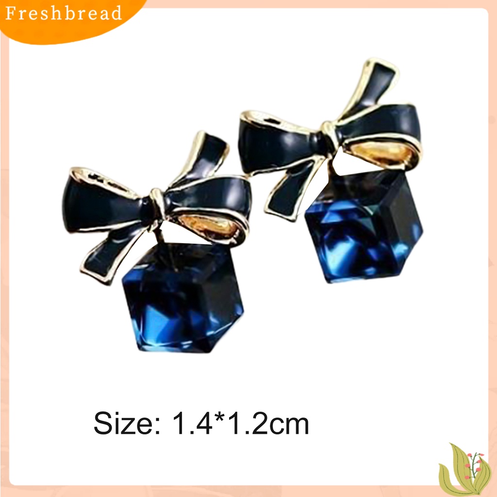 &lt; Freshbread &gt; 1pasang Fashion Kristal Imitasi Ikatan Simpul Cube Ear Stud Earring Perhiasan Aksesori Untuk Pesta