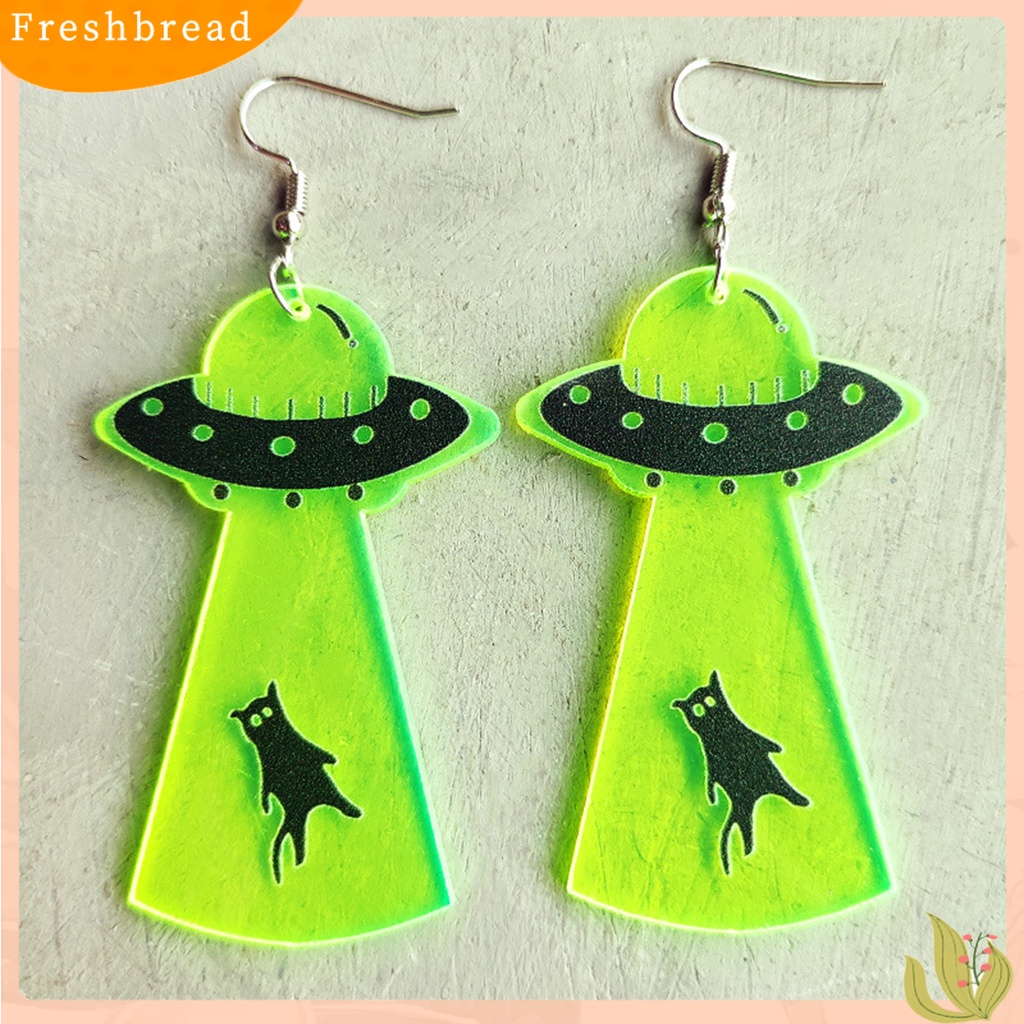 &lt; Freshbread &gt; 1pasang Anting Halloween Neon Meriah Geometris Pesta Halloween Tengkorak Mengerikan UFO Penyihir Drop Anting Berdandan Perhiasan Hadiah Untuk Festival Hantu