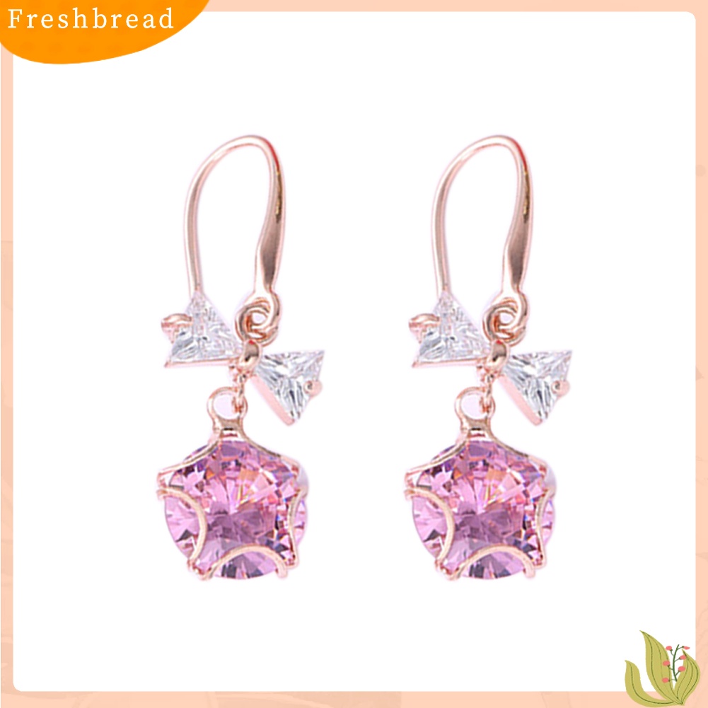 &lt; Freshbread &gt; Fashion Wanita Kupu-Kupu Busur Liontin Cubic Zirconia Anting Kait Menjuntai Panjang