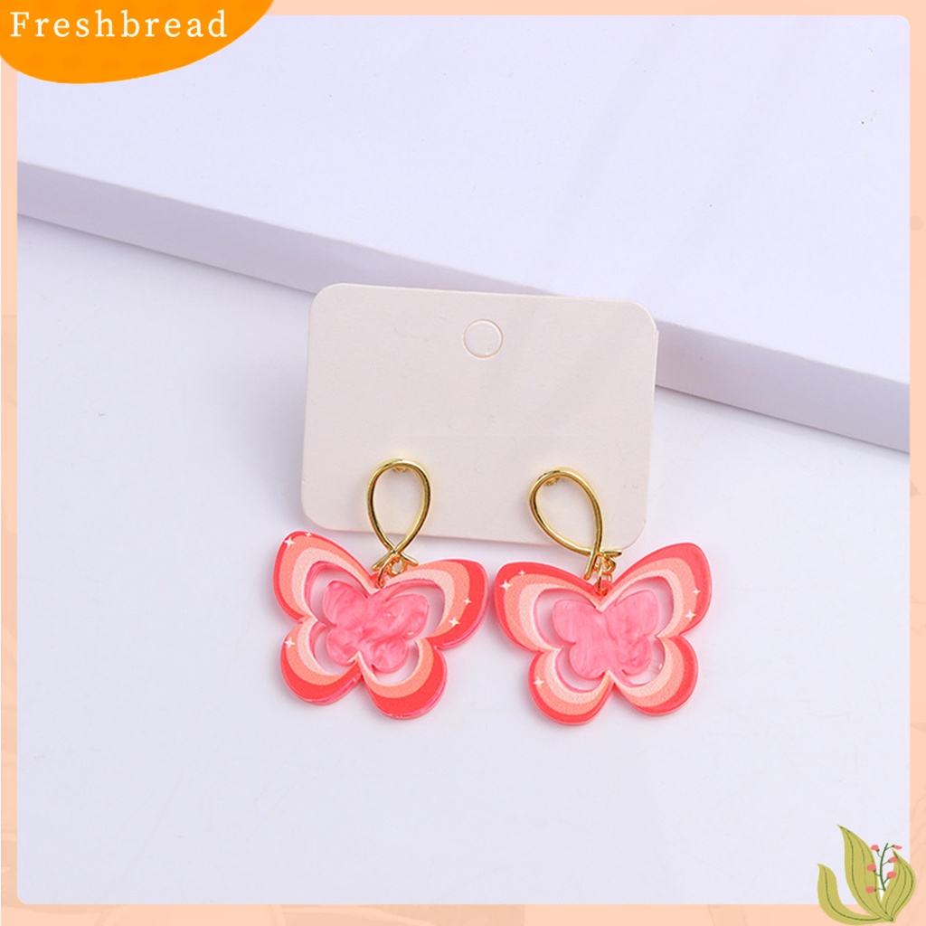 &lt; Freshbread &gt; 1pasang Anting Wanita Berongga Kupu-Kupu Perhiasan Vintage Anting Menjuntai Warna-Warni Untuk Liburan Pesta Pakaian Sehari-Hari