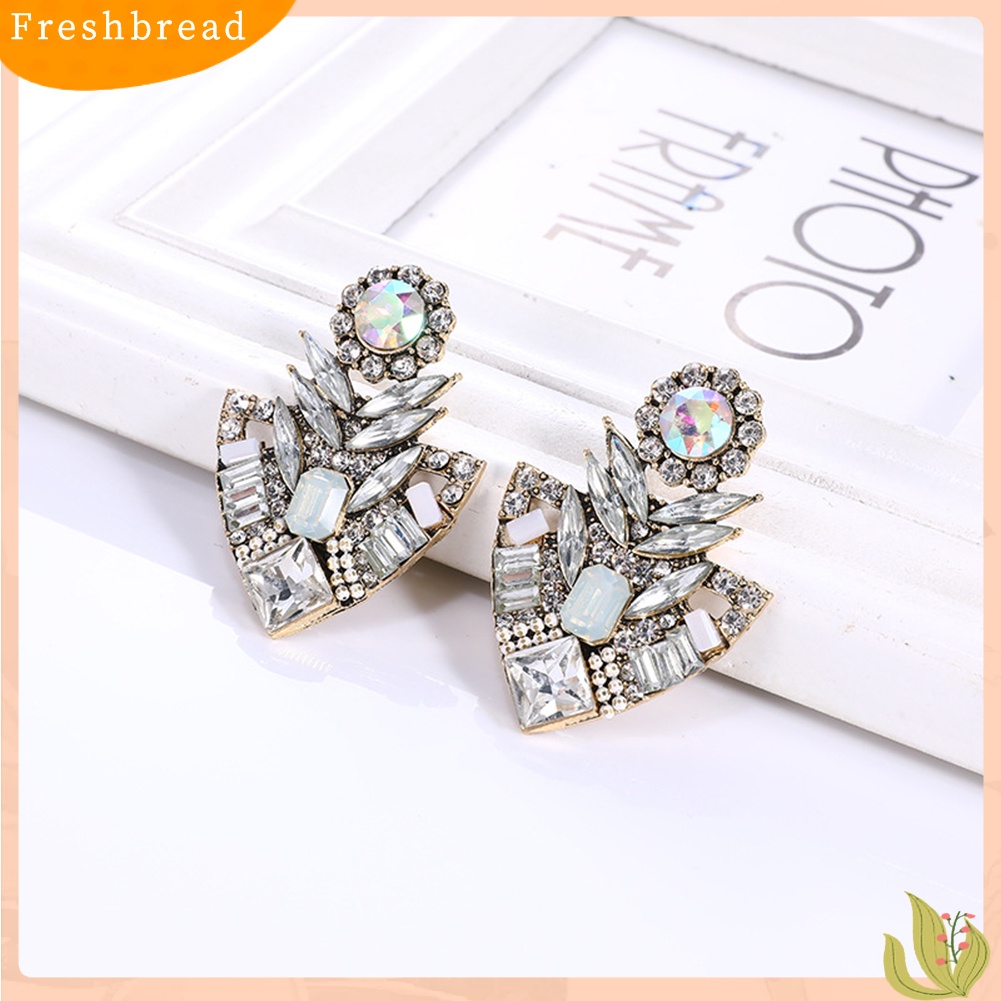 &lt; Freshbread &gt; Wanita Fashion Berlian Imitasi Berlebihan Bohemian Ear Stud Earrings Perhiasan Hadiah