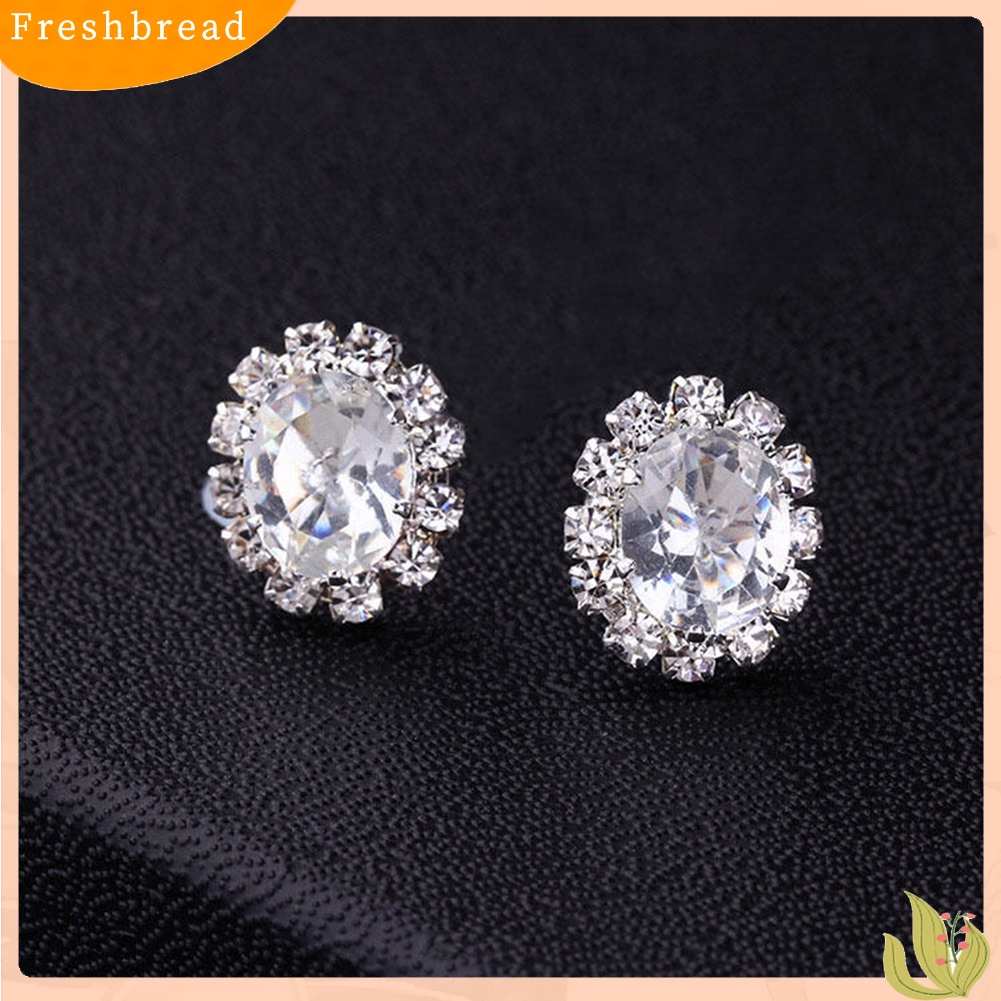 &lt; Freshbread &gt; Fashion Wanita Lady Elegan Berlian Imitasi Bunga Ear Stud Earrings Hadiah Perhiasan