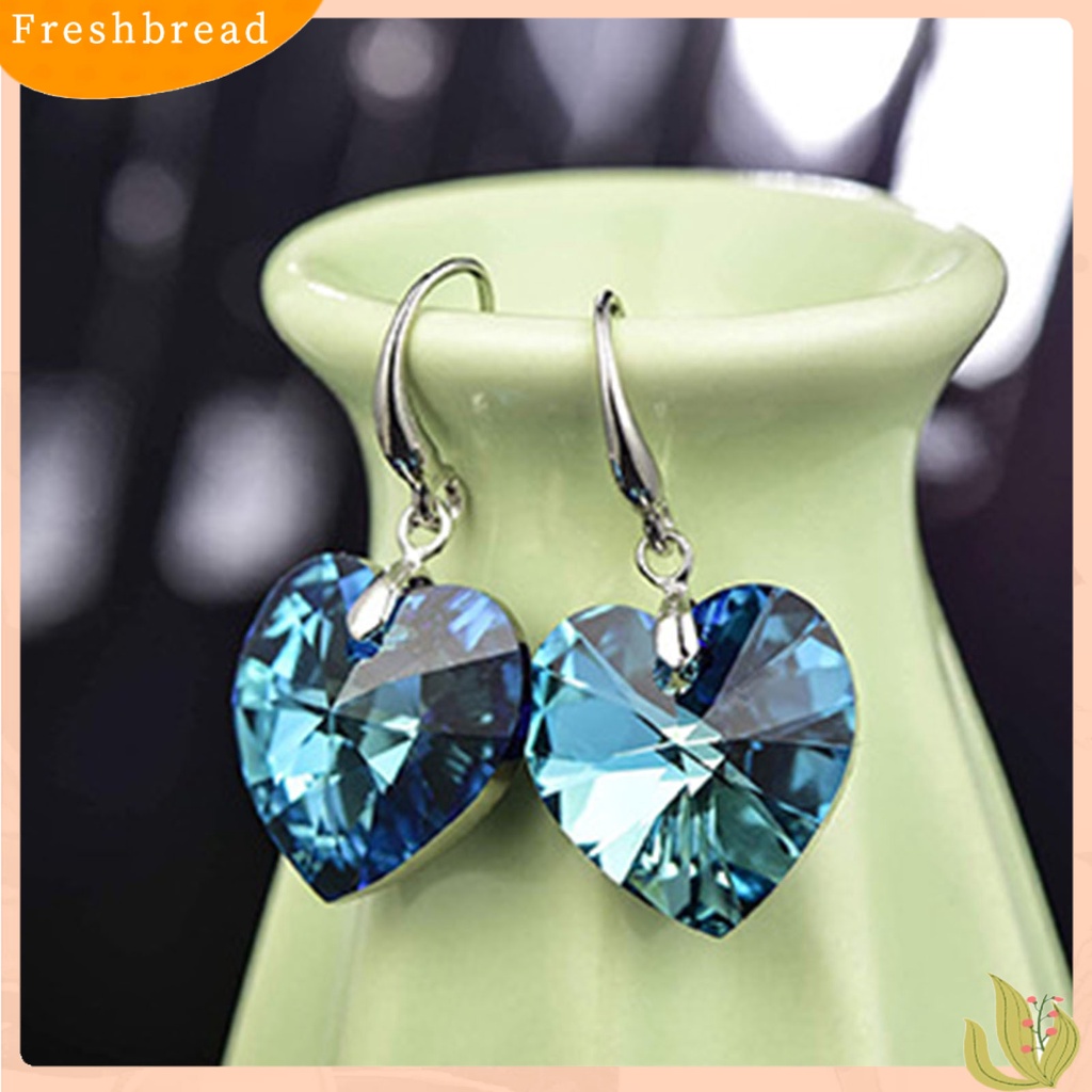 &lt; Freshbread &gt; 1pasang Anting Kait Fashion Semua Cocok Hati Anting Drop Kristal Imitasi Untuk Liburan