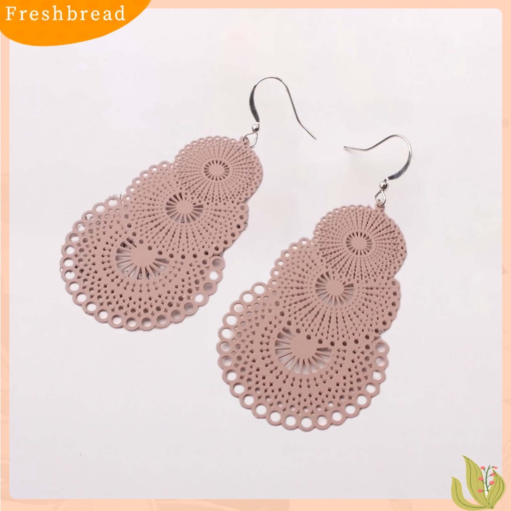 &lt; Freshbread &gt; 1pasang Anting Lady Bulat Hollow Out Liontin Vintage Anting Gantung Untuk Hadiah