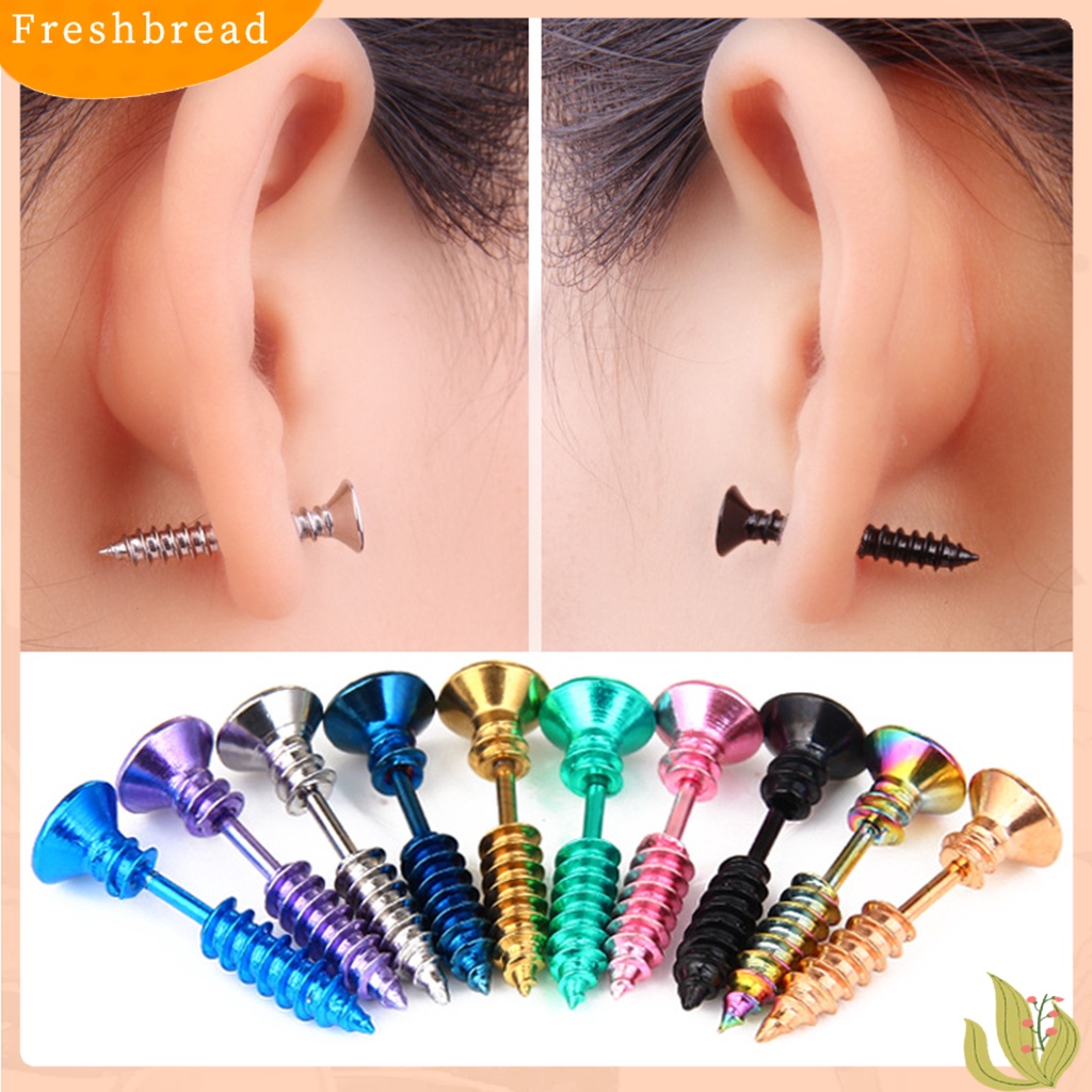 &lt; Freshbread &gt; Lucu Bentuk Sekrup Telinga Studs Keren Dua Sisi Anting Fashion Perhiasan Hadiah