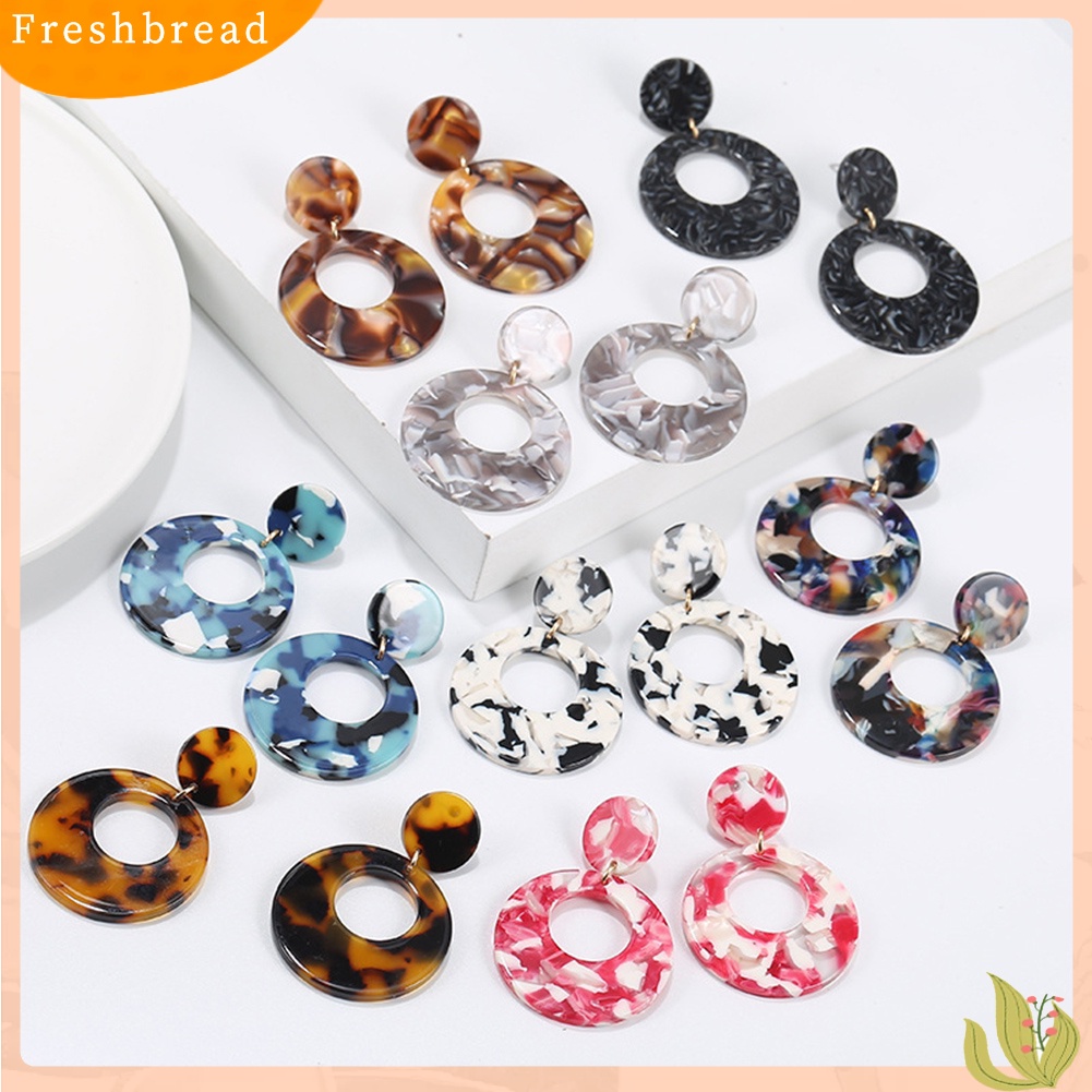 &lt; Freshbread &gt; Vintage Wanita Berongga Bulat Geometris Menjuntai Telinga Stud Anting Pesta Perhiasan Hadiah