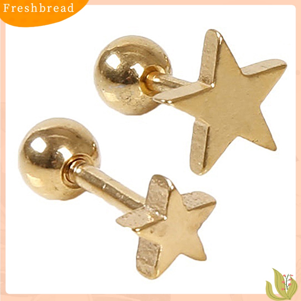 &lt; Freshbread &gt; 1pasang Charms Perhiasan Anting Stud Telinga Bahan Alloy Motif Pentagram Unisex Untuk Pesta