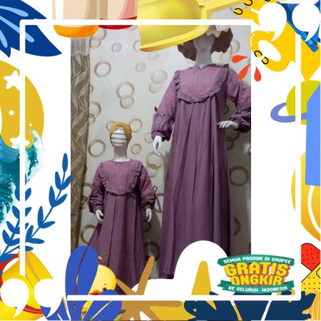 GAMIS COUPLE IBU DAN ANAK DRESS POLO LINEN BORKAT/ kopel ibu copel couple