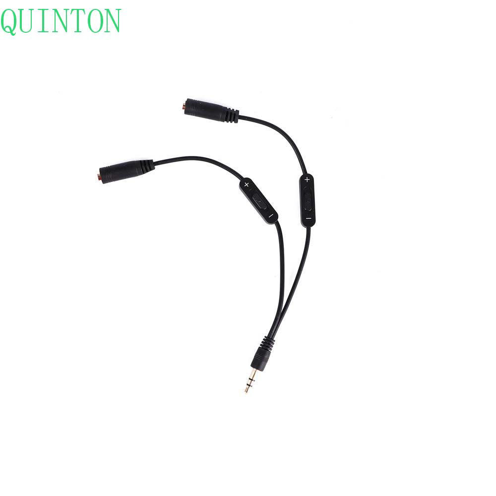 QUINTON Media Earphone Jack Y Splitter Cable Laptop MP3 Earphone Volume Control Switch Audio Cable One-Divided-two Extention Black High Quality 3.5mm Male To 2 Female Stereo/Multicolor