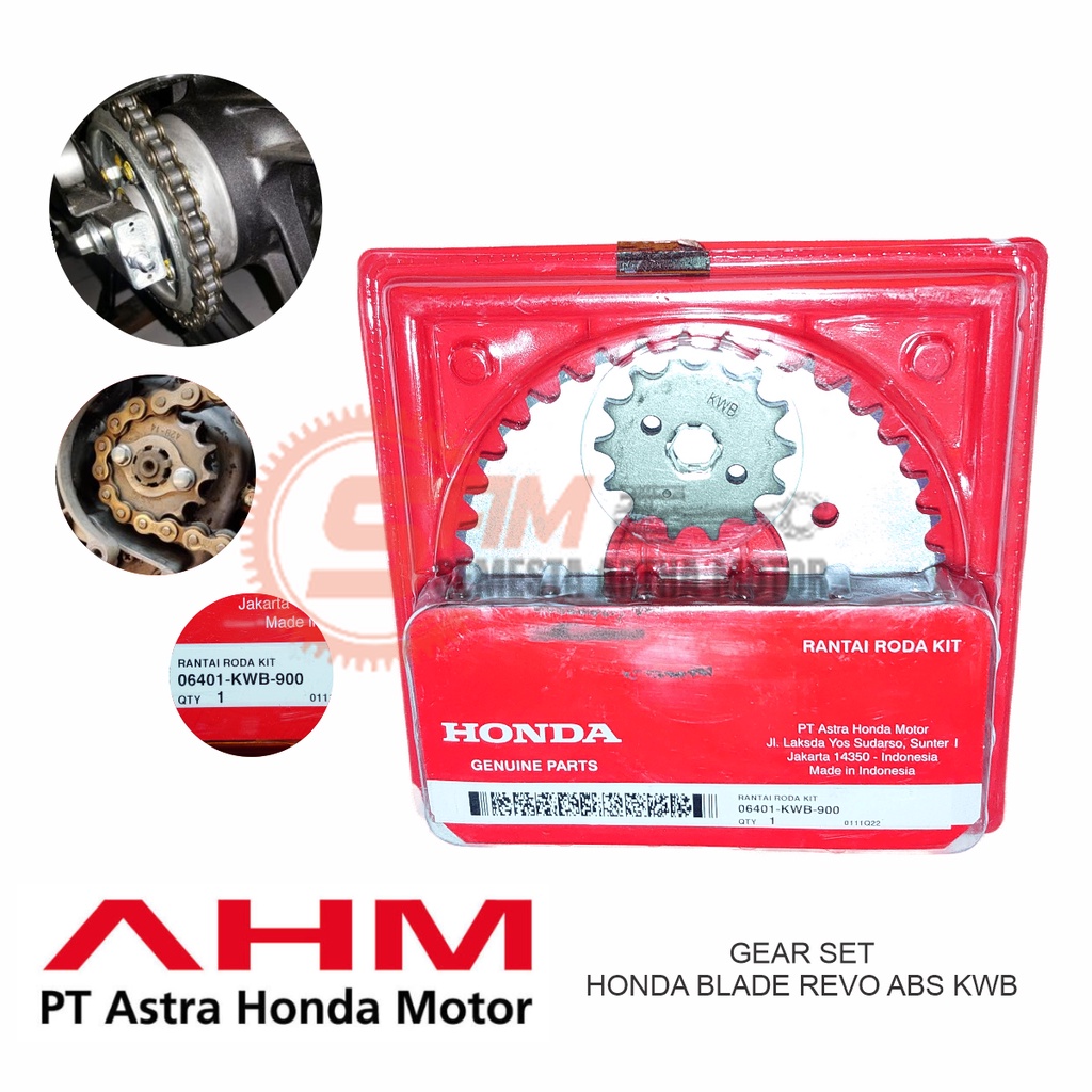 Gear Set KWB Motor Honda Blade Revo Absolute Rante Gear Depan Belakang Ori AHM