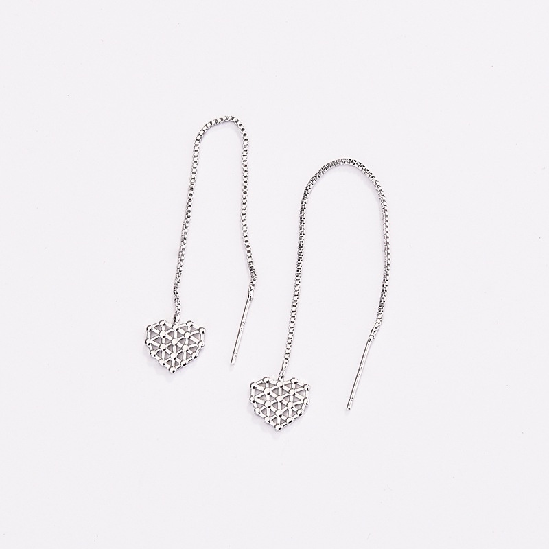 Goldkingdom Aksesoris Perhiasan Fashion Ready Stock Grid Love Anting Panjang Kepribadian Feminim Anting Peri Super Anting Berongga Anting Cinta.