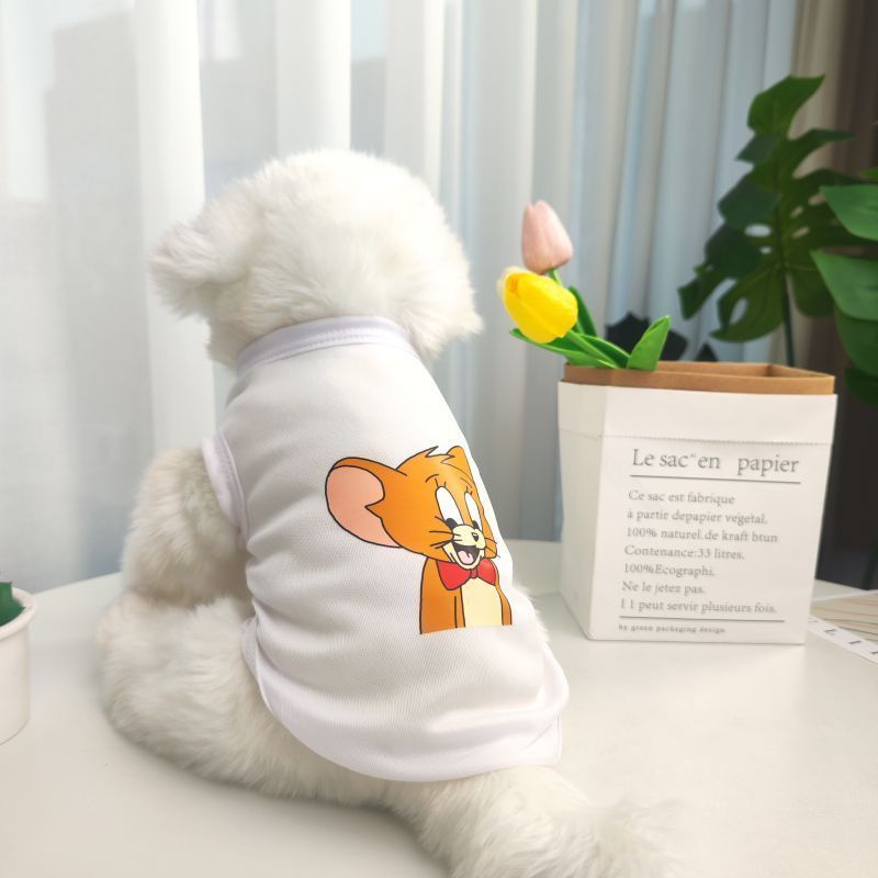 Rompi Anjing Peliharaan Model Tom and Jerry S-XXL Tank Top Katun Anjing Mini Sedang Besar Baru Pakaian Produk Hewan Peliharaan