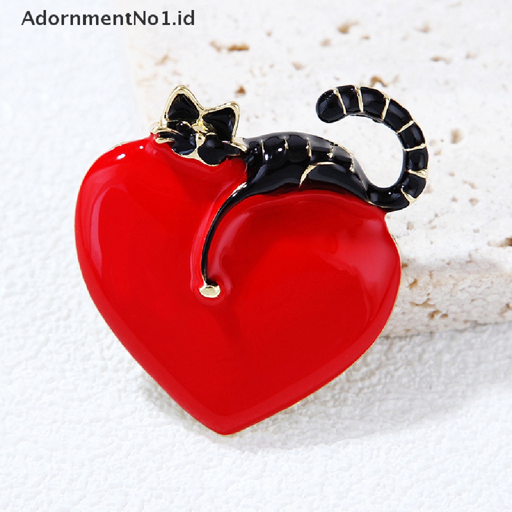 [AdornmentNo1] Fashion Cinta Hati Kucing Malas Enamel Bros Pin Untuk Wanita Lapel Perhiasan Pesta Hadiah [ID]