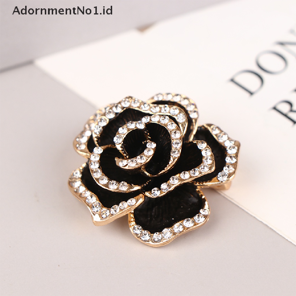 [AdornmentNo1] 1pc Wanita Bros Enamel Pin Merah Hitam Mawar Kerah Pin Bunga Lencana Bros [ID]