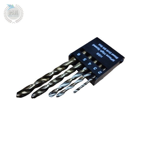 Mata Bor Besi Kayu HSS Set Steel Drill Bit 5pcs High Speed 2-3-4-5-6mm OLS Isi 5 set Mata Bor Besi Kayu HSS K55 Stel Steel Drill Bit