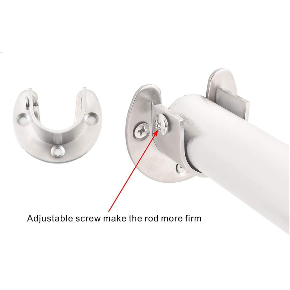 [Elegan] Batang Holder Silver Tahan Lama Heavy Duty Wardrobe Bracket U-Shaped Flange Rod Holder