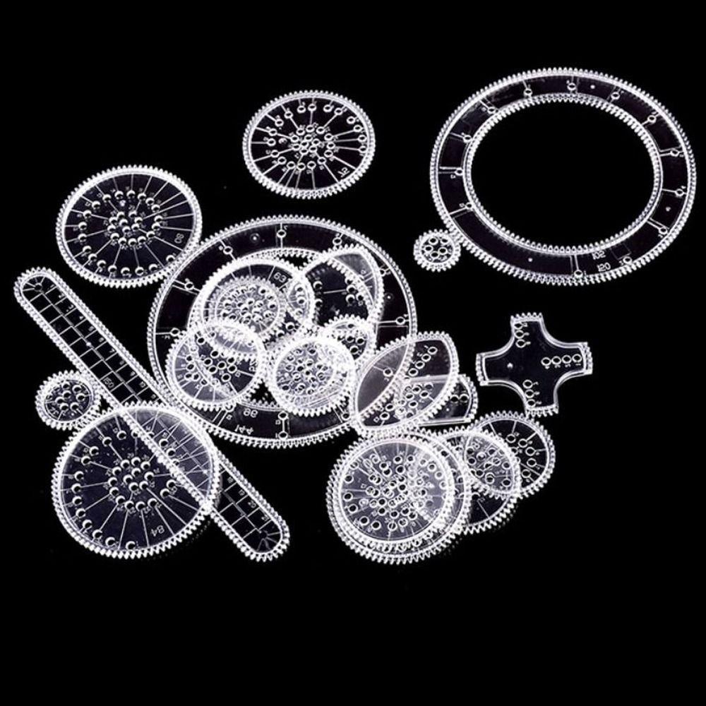 Mxbeauty Spirograph Mainan Gambar Set Lukisan Aksesoris Interlocking Gears Roda Geometris Penggaris Mainan Desain Edukasi Tin Set Wheels Drawing Toys Wheels Drawing Tools