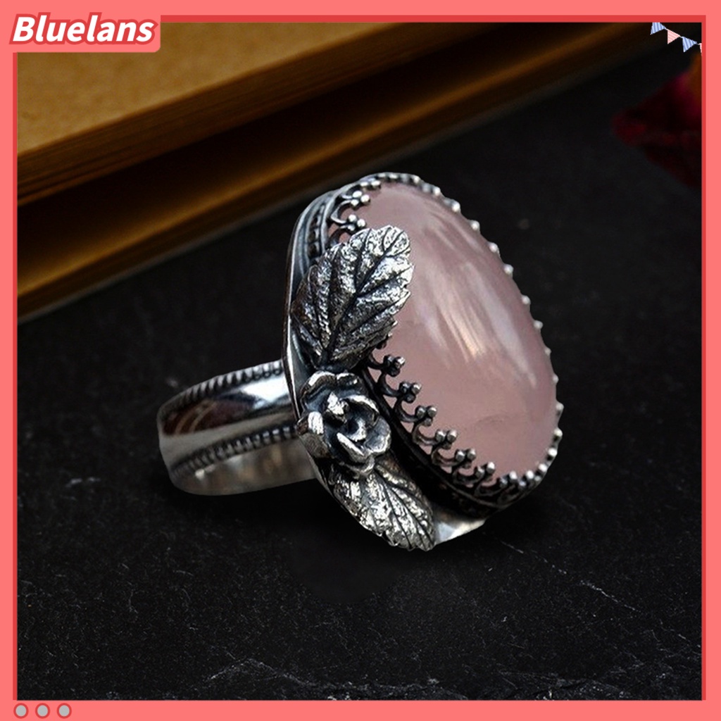 {In Stock} Wanita Cincin Ukiran Bunga Daun Wanita Vintage Berlian Imitasi Jari Cincin Perhiasan Hadiah